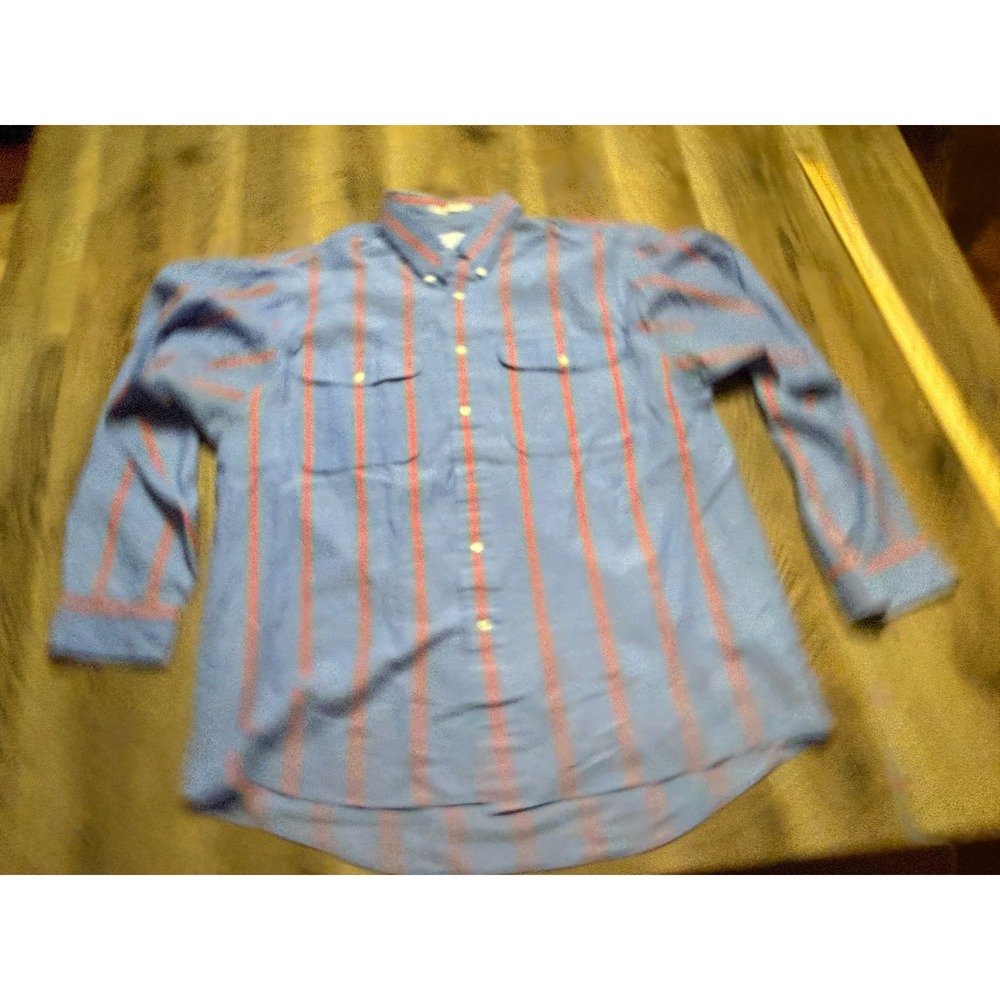 Van Heusen Shirt Men Size Large Blue Striped Button Down Custom Club Int